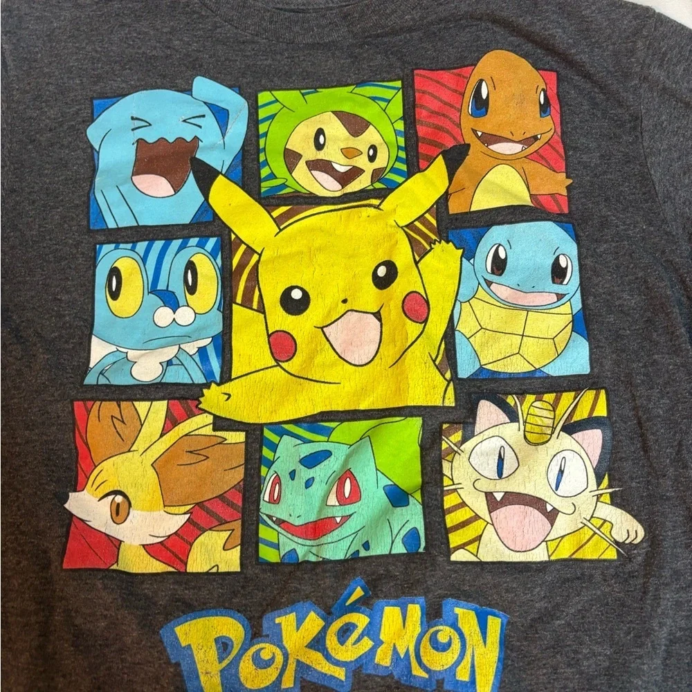 Pokemon Kids T-Shirt - Gray with Colorful Characters size small